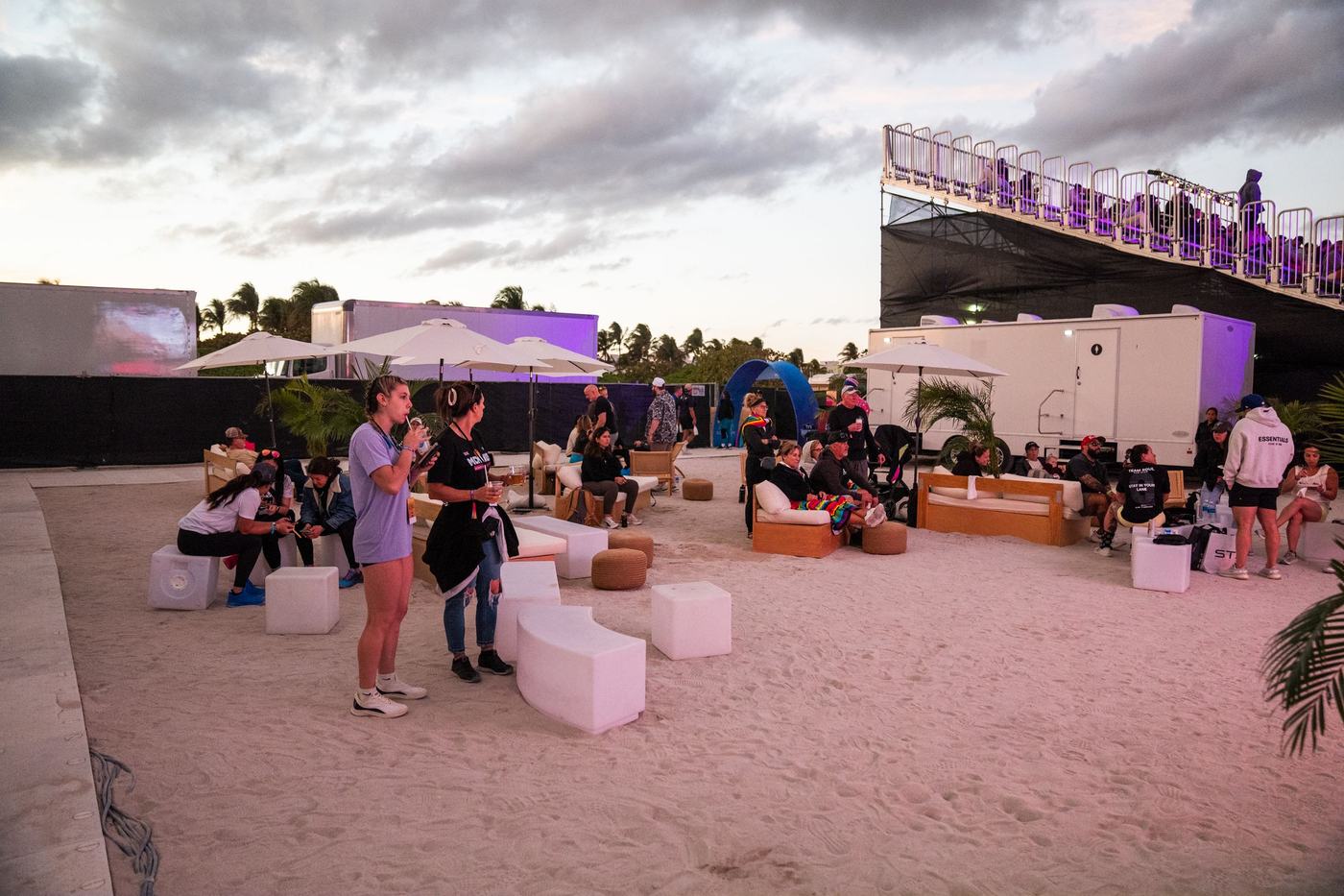 Guests in the VIP lounge at dusk