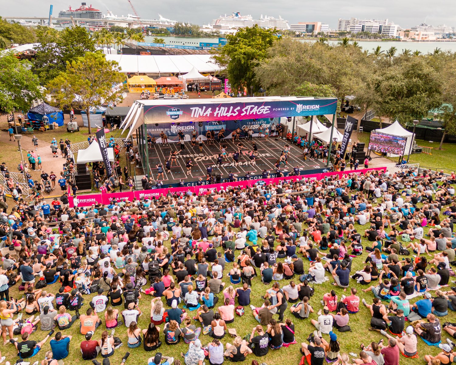 Aerial view of the Wodapalooza festival grounds and the Tina Hills Stage in Miami